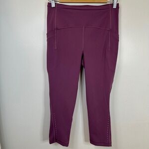 EUC Lululemon Swift Speed High Rise Crop Leggings Pocket Dramatic Magenta Size 8